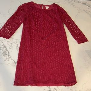 J.Crew Lace Overlay Dress 3/4 Sleeve